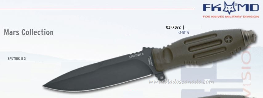 Fox Italy Sputnik 11 G Fixed Blade Knife, N690, Nylon Sheath, FX-811 G