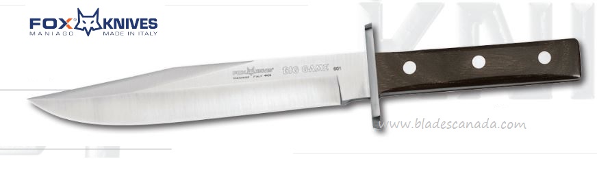 Fox Italy Big Game Fixed Blade Knife, 440C, Pakkawood, Leather Sheath, FX-601 - Click Image to Close