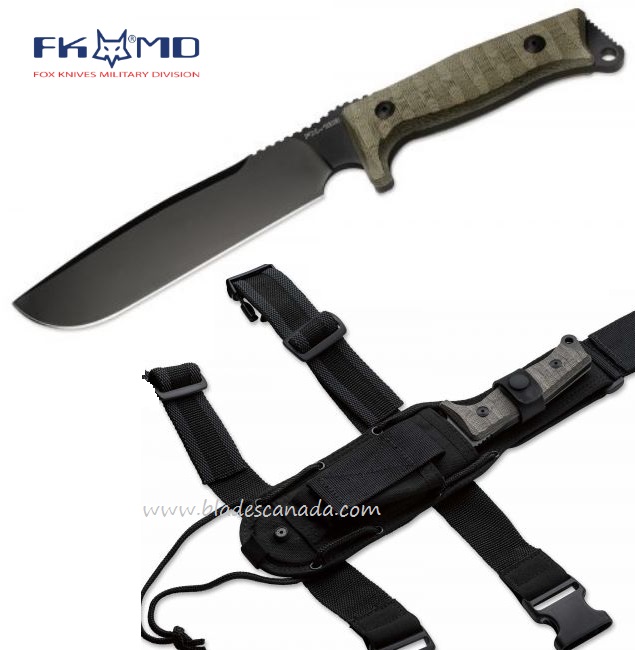 Fox Italy Combat Jungle Fixed Blade Knife, N690, Micarta, Nylon Sheath, FX-133MGT