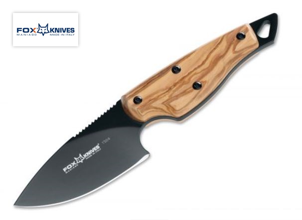 Fox Italy European Hunter Fixed Blade Knife, N690, Olive Wood, Leather Sheath, 1504 OL