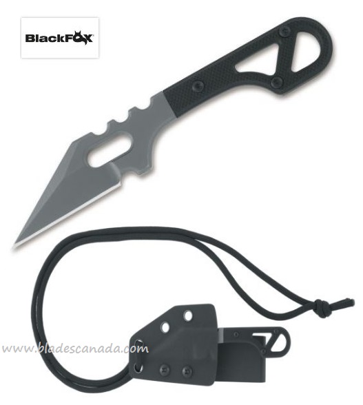 BlackFox Spike Fixed Blade Knife, 440C, G10 Black, Kydex Sheath, BF-728