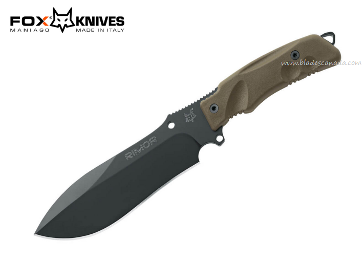Fox Italy Rimor Fixed Blade Knife, N690 Black, FRN Olive, FX-9CM07 OD