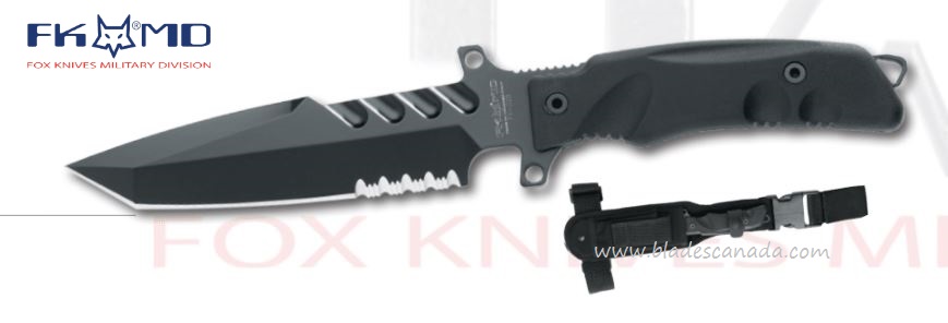 Fox Italy FKMD Fighting Utility Fixed Blade Knife, N690, MOLLE Nylon Sheath, FX-G2B