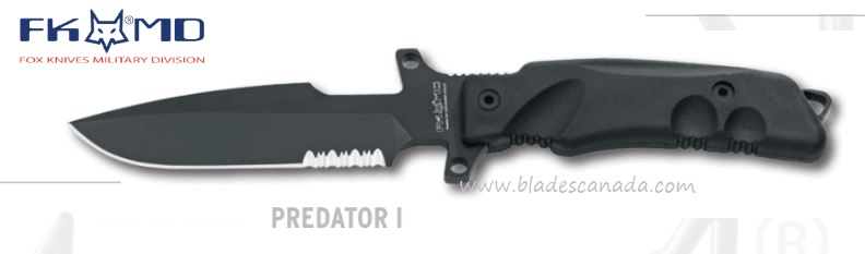 Fox Italy Predator I Fighting Knife , N690, MOLLE Nylon Sheath, FX-P3B - Click Image to Close