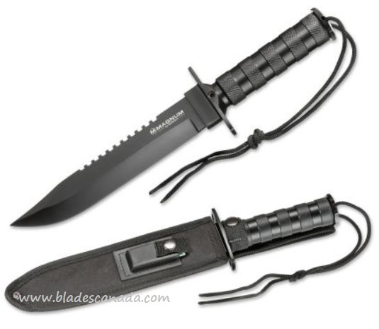 Boker Magnum Survivalist Fixed Blade Knife, 440A, Aluminum, Soft Sheath, 02MB935