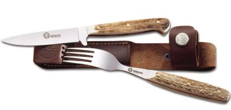 Boker Arbolito Knife & Fork Set, 440A, Stag Handle, 03BA501HH