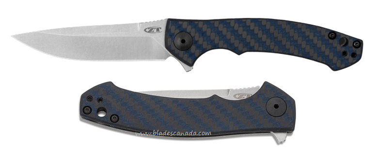 Zero Tolerance 0450BLUCF Folding Knife, CPM Magnacut, Titanium/Carbon Fiber Blue