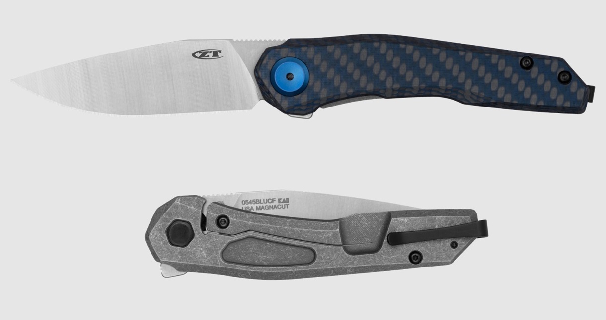 Zero Tolerance 0545BLUCF Flipper Framelock Knife, CPM MagnaCut, Carbon Fiber/Titanium, ZT0545BLUCF