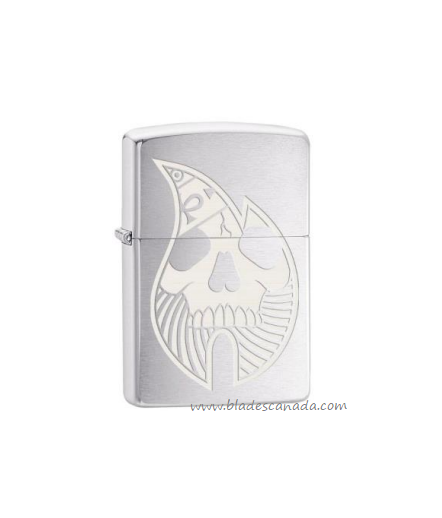 Zippo Brushed Chrome Flame w/Skull Lighter, 05495