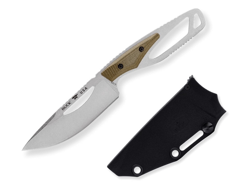 Buck PakLite Field Pro Fixed Blade Knife, S35VN, Micarta Hard Sheath, 631GRS