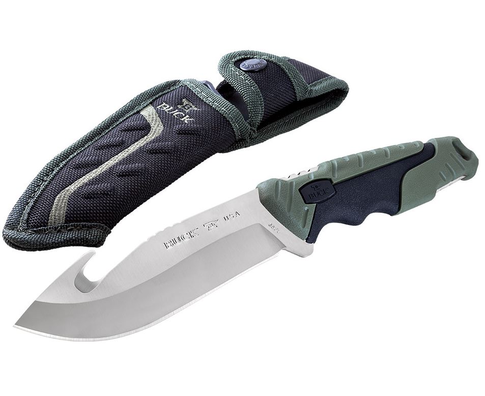 Buck Pursuit Guthook Large Fixed Blade Knife, 420HC Steel, GFN Black/Green, BU0657GRG - Click Image to Close