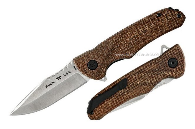 Buck Sprint Pro Flipper Folding Knife, S30V Satin, Burlap Micarta Brown, 0841BRS1