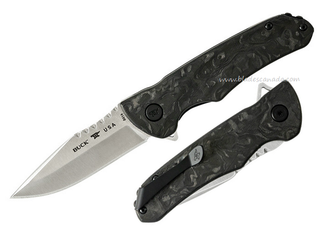 Buck Sprint Pro Flipper Folding Knife, S45VN Satin, Carbon Fiber, 0841CFS2