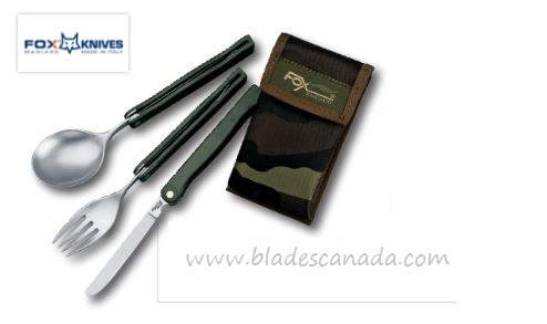 Fox Italy Camping Cutlery Set, 420C, Nylon Sheath, 677F