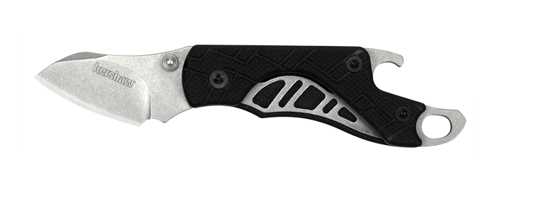 Kershaw Cinder Folding Keychain Knife, Sheepsfoot Blade, GFN Black, 1025
