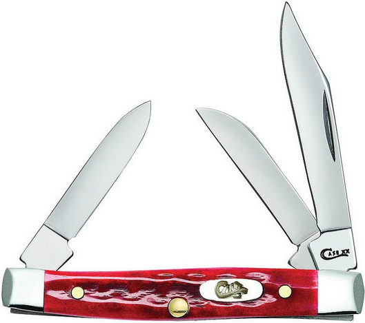 Case Small Stockman Slipjoint Folding Knife, Stainless, Red Jigged Bone, 10305