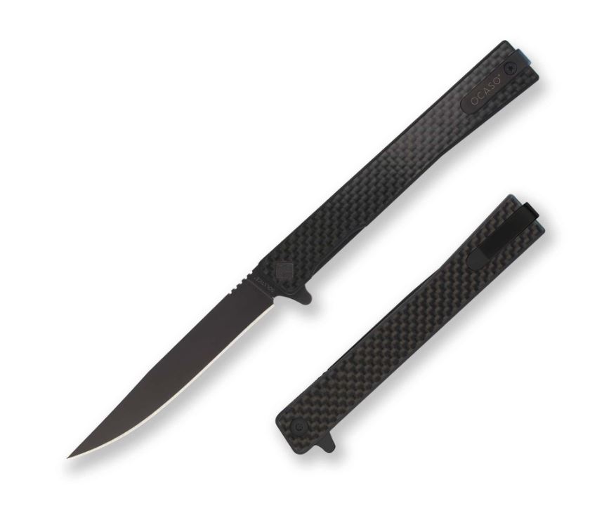 Ocaso The Solstice Flipper Folding Knife, S35VN Black, Carbon Fiber, 10CFB
