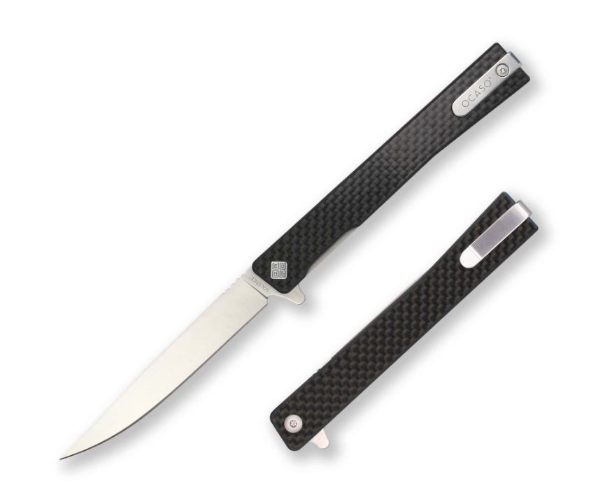 Ocaso The Solstice Flipper Folding Knife, S35VN Satin, Carbon Fiber, 10CFS