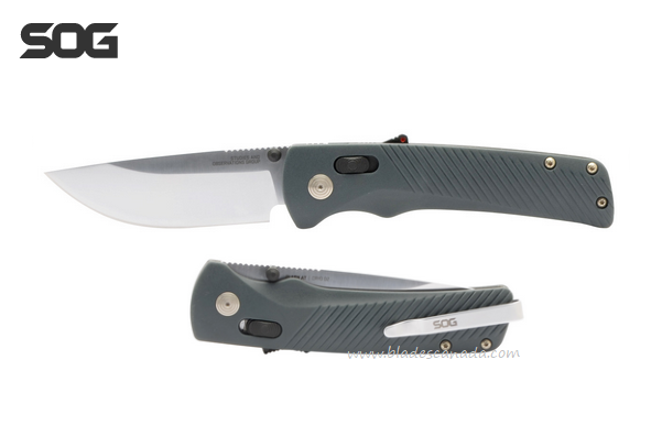 SOG Flash AT Folding Knife, Assisted Opening, Cryo D2, GRN Urban Grey, 11-18-11-41