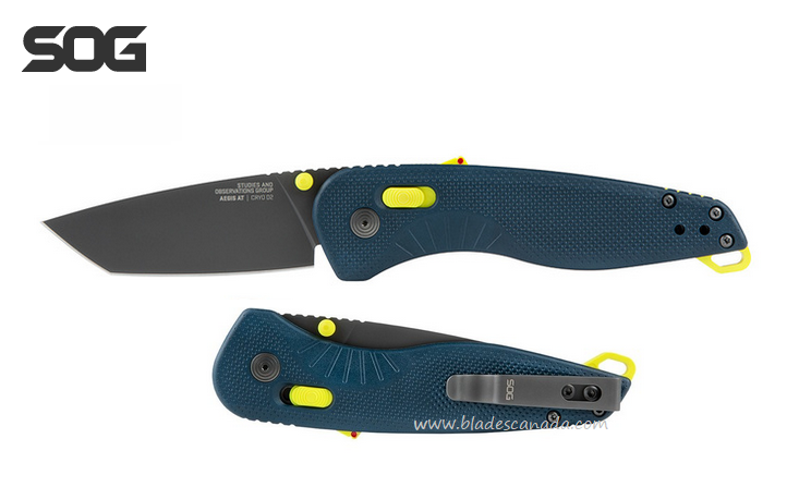 SOG Aegis Folding Knife, Assisted Opening, D2 Tanto, GRN Indigo/Acid, 11-41-14-41