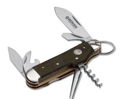 Boker Germany Camp Slipjoint Folding Knife, 4034 Steel, Smoked Oak, 110183