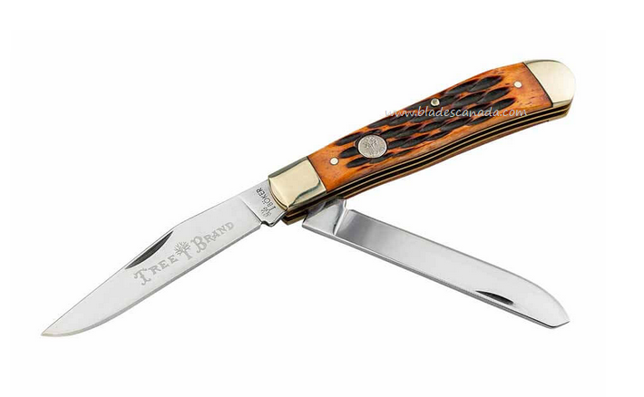 Boker Manufaktur Traditional Series 2.0 Trapper Folding Knife, D2, Jigged Brown Bone, 110812