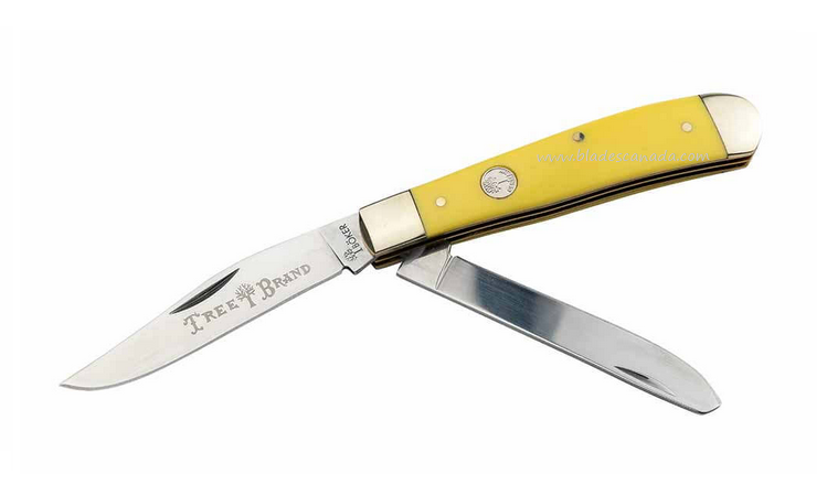 Böker Manufaktur Traditional Series 2.0 Trapper Folding Knife, D2, Yellow Handle, 110834
