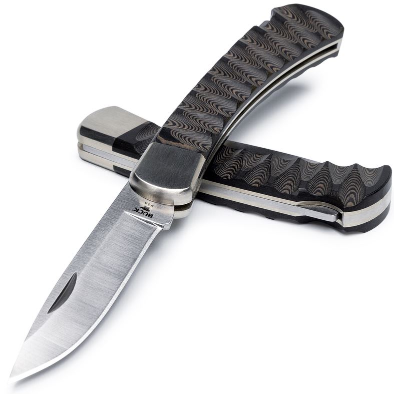 Buck 110 Folding Hunter Pro Folding Knife, S45VN, Scalloped Richlite, 110BKSLE