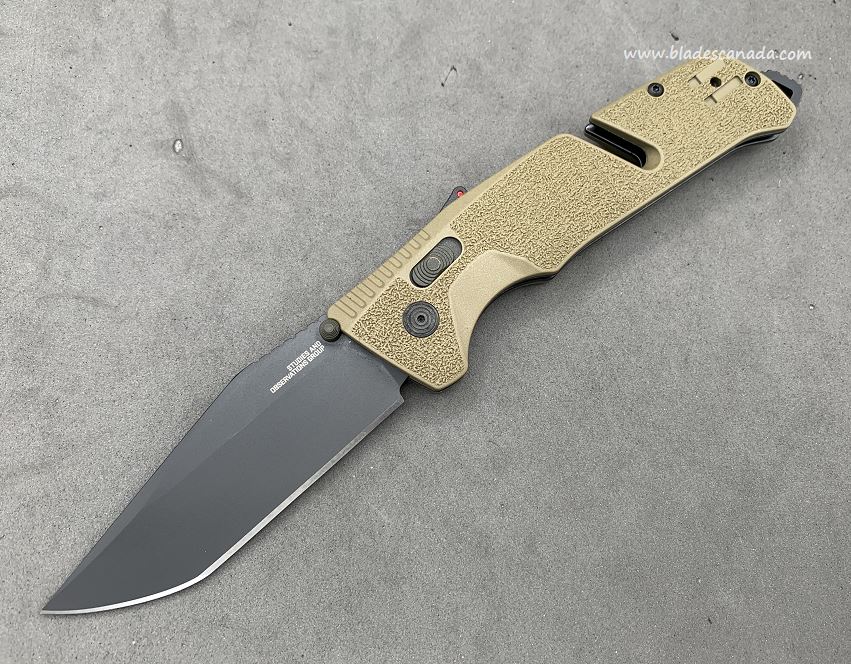 SOG Trident AT Folding Knife, Assisted Opening, D2 Black, GRN FDE, 11-12-12-41