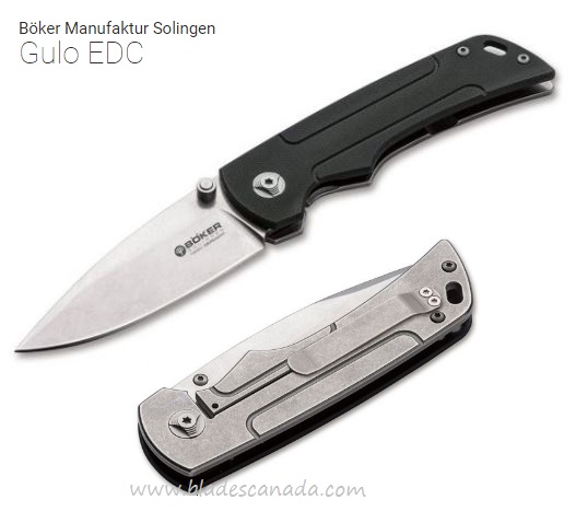 Boker Germany Gulo EDC Framelock Folding Knife, N690, G10 Black, 111655