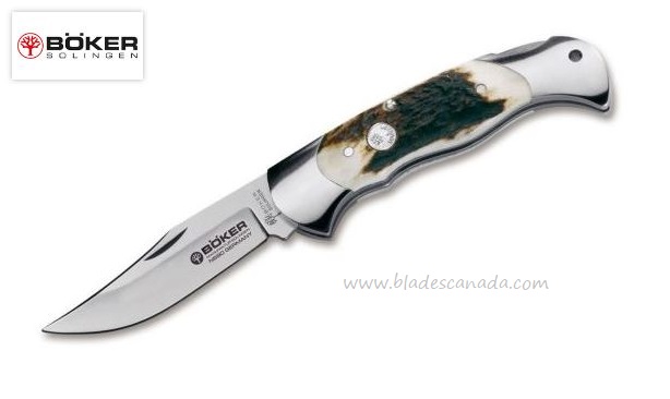 Boker Germany Scout Folding Knife, N690, Stag Handle, 112004ST - Click Image to Close