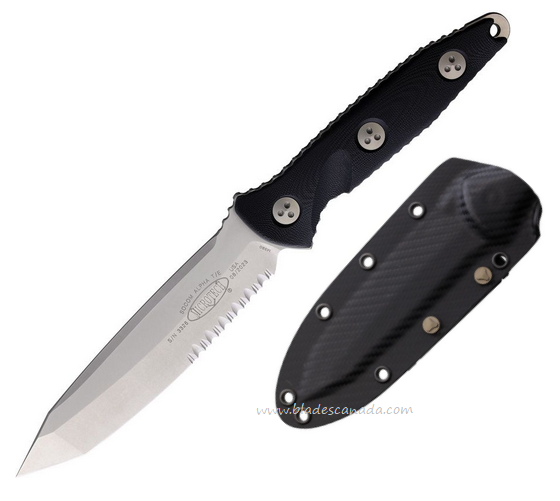 Microtech Socom Alpha S/E Fixed Blade Knife, M390 Partially Serrated, G10 Black, 113-11