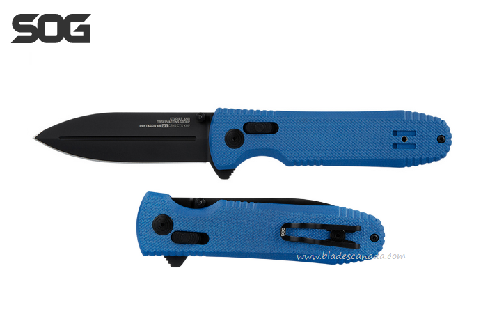 SOG Pentagon XR LTE Flipper Folding Knife, CTS XHP, G10 Blue, 12-61-06-57