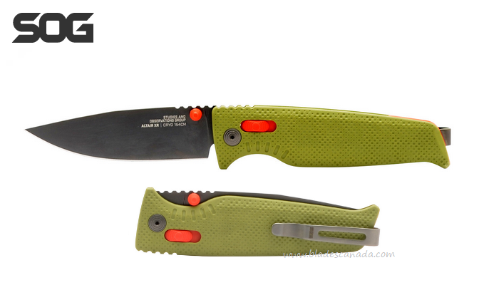SOG Altair XR Folding Knife, CPM 154 Black, GRN Field Green, 12-79-03-57