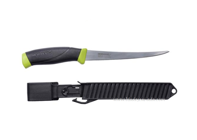 Morakniv Companion Fishing Fillet 115 Knife, 12C27 Sandvik, Black/Green, 13869