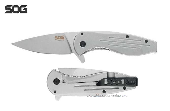 SOG Aegis FLK Flipper Framelock Knife, Stainless, 14-41-02-42