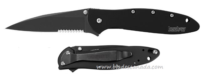 Kershaw Leek Flipper Framelock Knife, Assisted Opening, 14C28N Sandvik, Stainless Black, K1660CKTST