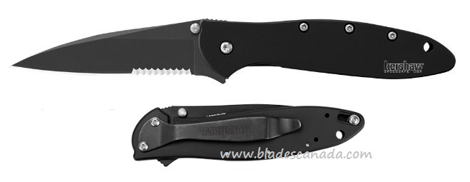 Kershaw Leek Flipper Framelock Knife, Assisted Opening, 14C28N Sandvik, Stainless Black, K1660CKTST - Click Image to Close