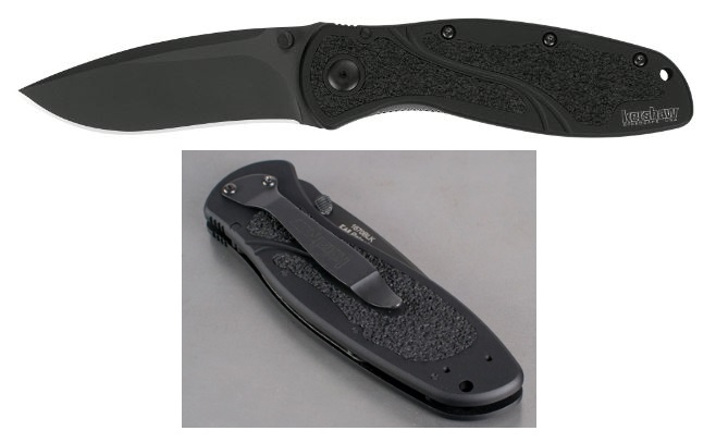 Kershaw Blur Folding Knife, Assisted Opening, 14C28N Sandvik, Aluminum Black, K1670BLK - Click Image to Close