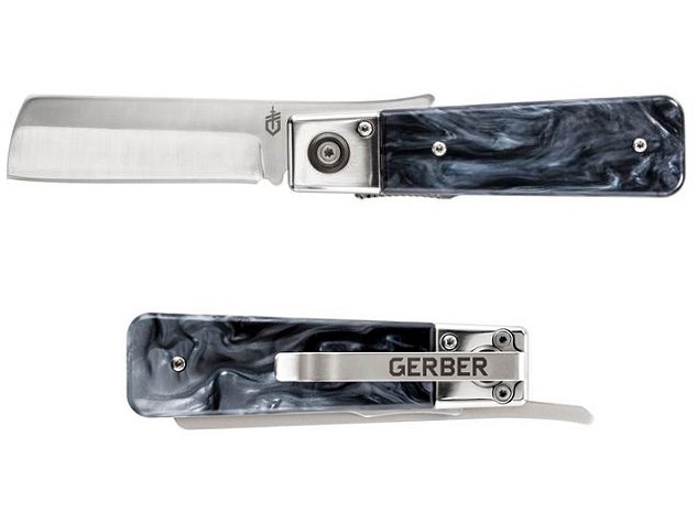Gerber Jukebox Retro Folding Knife, White Marble Acrylic - Click Image to Close