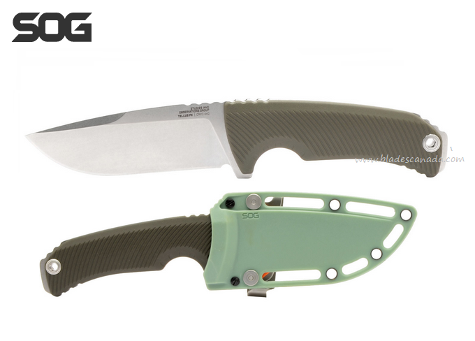 SOG Tellus FX Fixed Blade Knife, 440C SW, GRN Olive Drab, 17-06-01-43