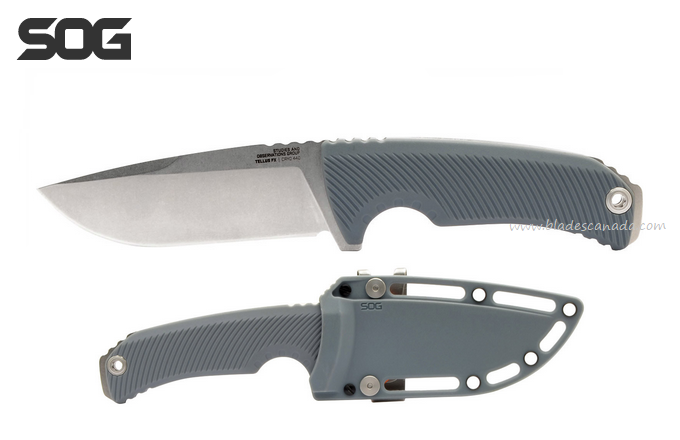 SOG Tellus FX Fixed Blade Knife, 440C SW, GRN Wolf Gray, 17-06-02-43