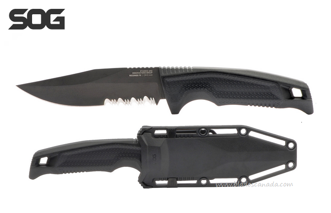 SOG Recondo FX Fixed Blade Knife, 440C Black Partially Serrated, 17-22-02-57