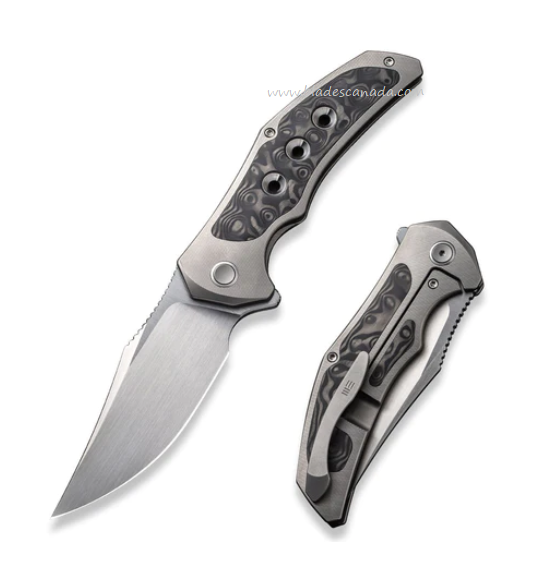 WE Knife Magnetron Flipper Framelock Knife, CPM 20CV, Titanium/Rose Carbon Fiber, 18058-2