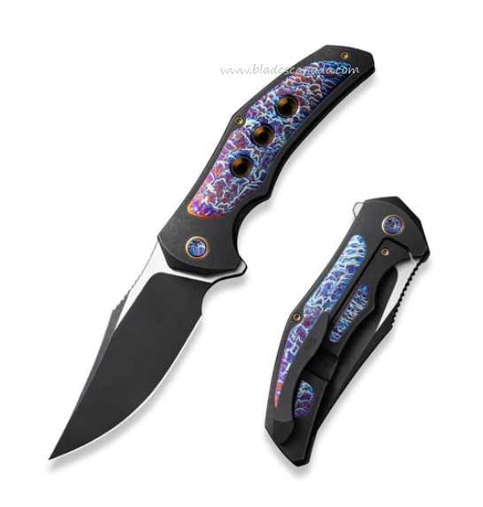 WE Knife Magnetron Flipper Framelock Knife, CPM 20CV Black SW, Flamed Titanium, 18058-4