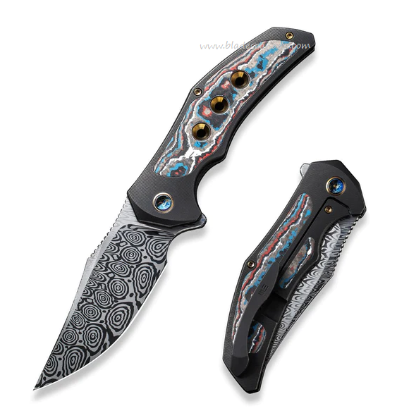 WE Knife Magnetron Flipper Framelock Knife, Damasteel, Titanium/Carbon Fiber, WE18058-DS1