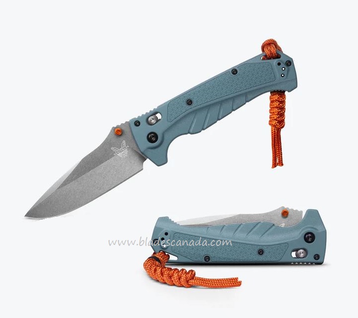 (Pre-Purchase) Benchmade Adira Folding Knife, Satin MagnaCut, Blue Grivory, 18060