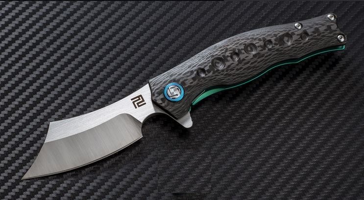 Artisan Cutlery Corsair Flipper Framelock Knife, S35VN, Carbon Fiber, 1828GGNS - Click Image to Close