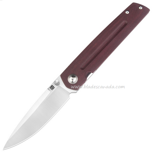 Artisan Cutlery Sirius Flipper Folding Knife, CPM S35VN, Micarta Burgundy, 1849PDRC