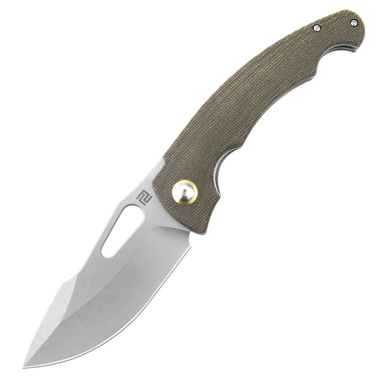 Artisan Cutlery Xcellerator Folding Knife, AR-RPM9 SW, Micarta Brown, 1860P-ODG